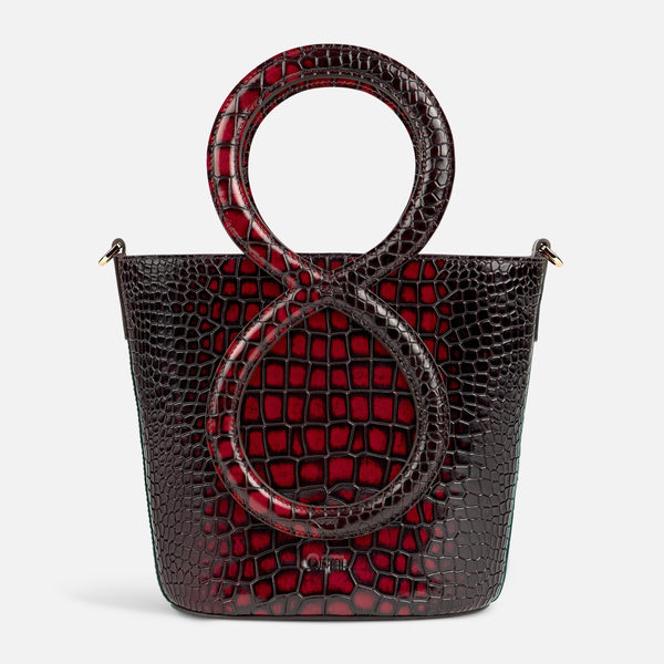 Infinity Bag - Burgundy and Black Crocodile Embossed