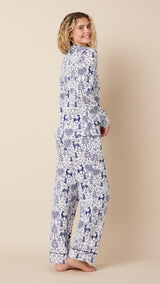 Holly Jolly Blue Pima Knit Long-Sleeved Pajama