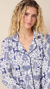 Holly Jolly Blue Pima Knit Long-Sleeved Pajama