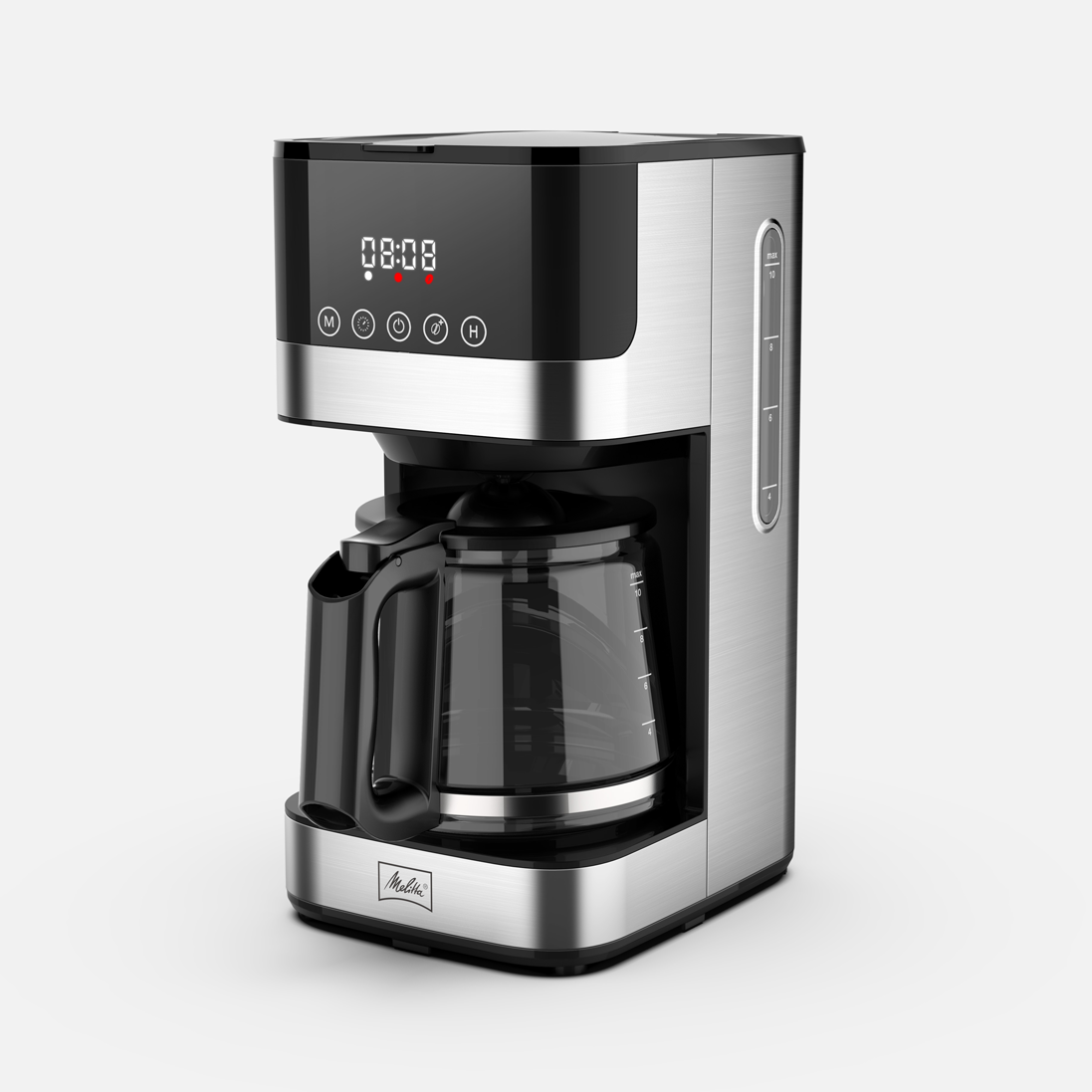 Melitta® Aroma Tocco™ 10-Cup Compact Drip Coffee Maker w/ Glass Carafe | Touch Control Display