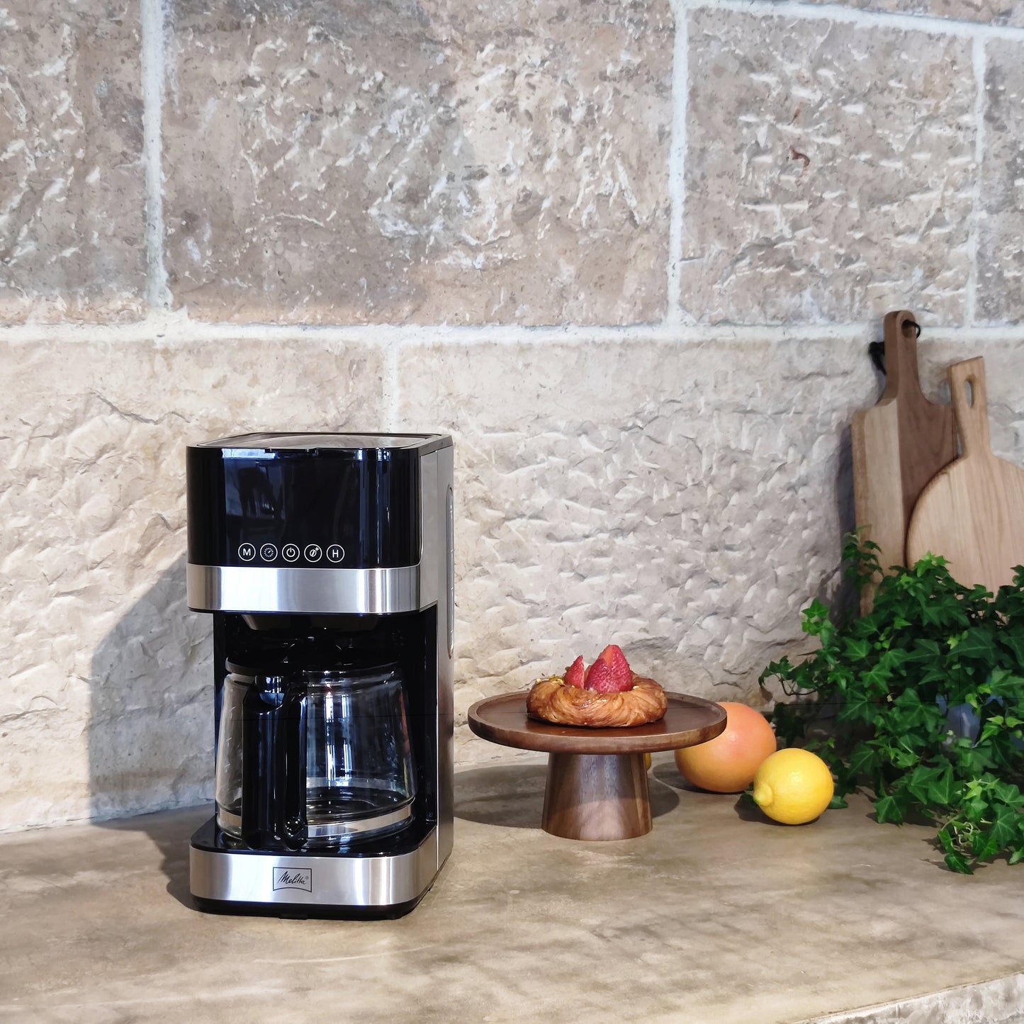 Melitta® Aroma Tocco™ 10-Cup Compact Drip Coffee Maker w/ Glass Carafe | Touch Control Display