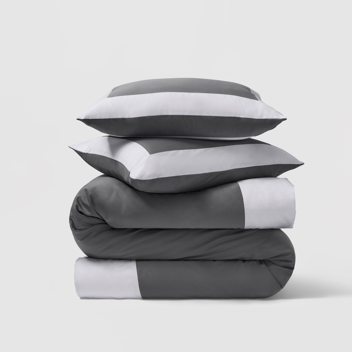 Reversible Color Block Sateen Duvet Cover & Shams Set