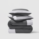 Reversible Color Block Sateen Duvet Cover & Shams Set