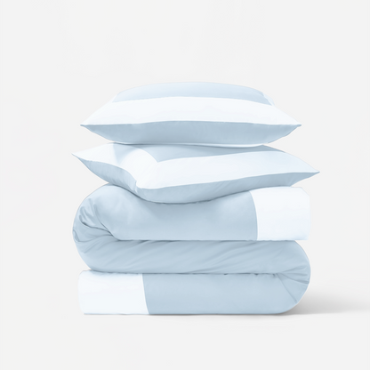 Reversible Color Block Sateen Duvet Cover & Shams Set