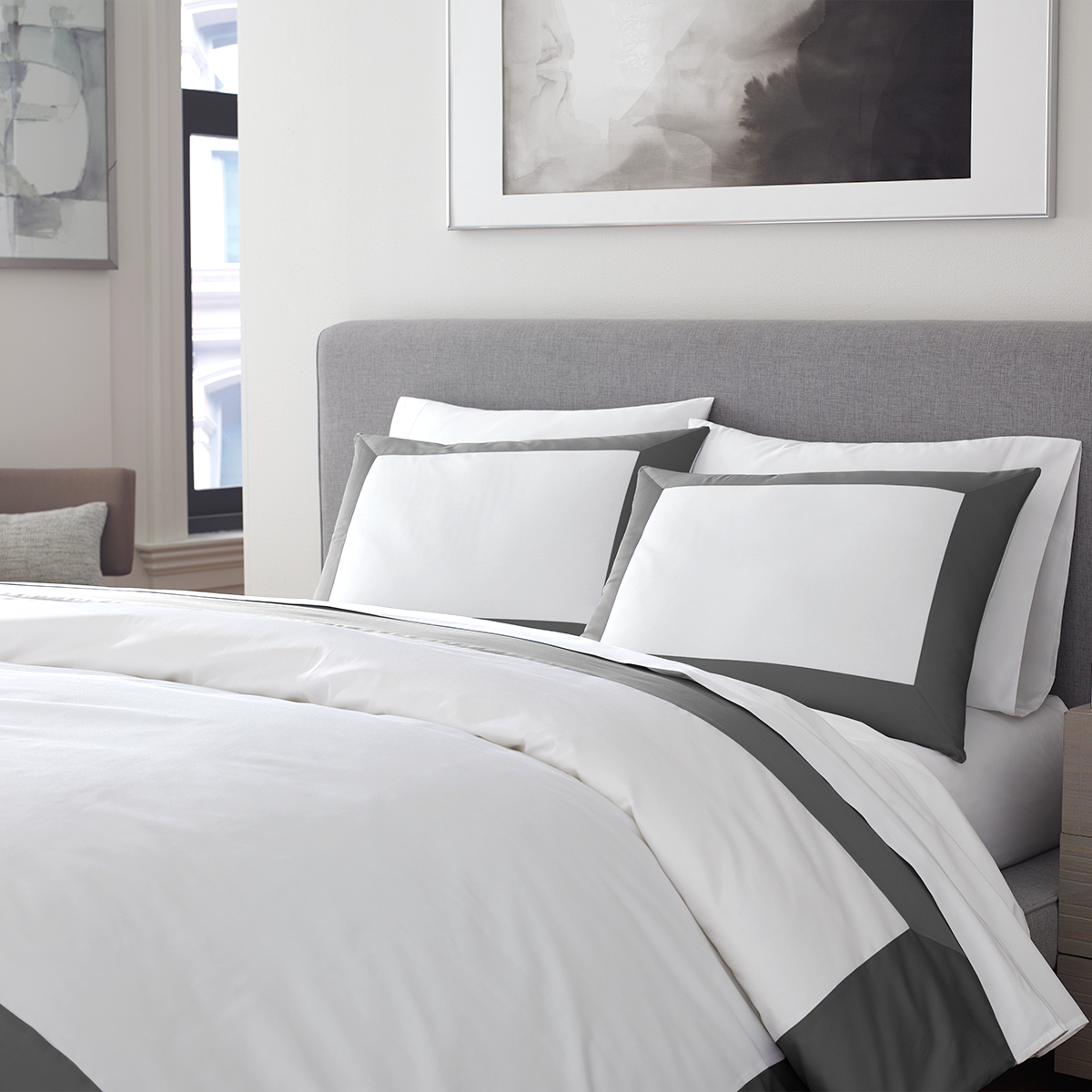 Reversible Color Block Sateen Duvet Cover & Shams Set