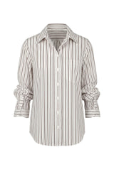 ADJUSTABLE SLEEVE BUTTON FRONT WOVEN TOP