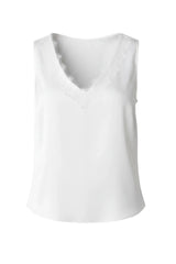 V-NECK WOVEN TANK W/ LACE TRIM
