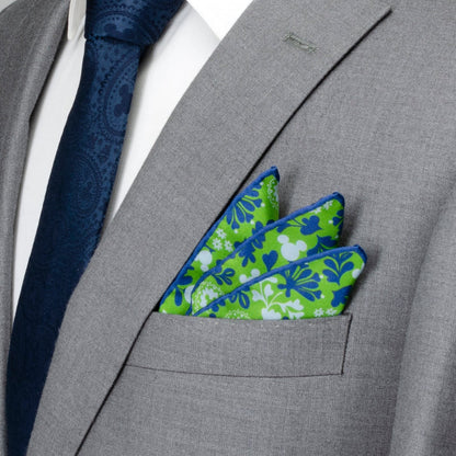 Mickey Floral Green Pocket Square