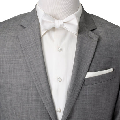 White Silk Self Bow Tie