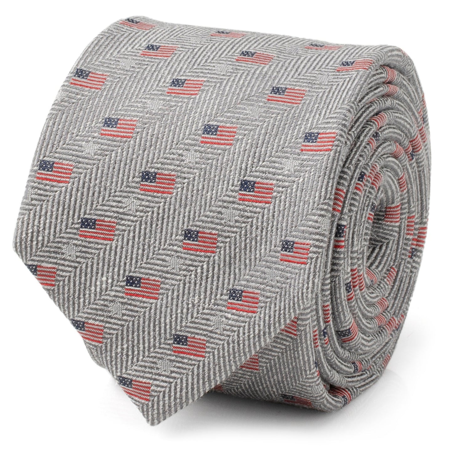 Light Gray American Flag Men's Tie