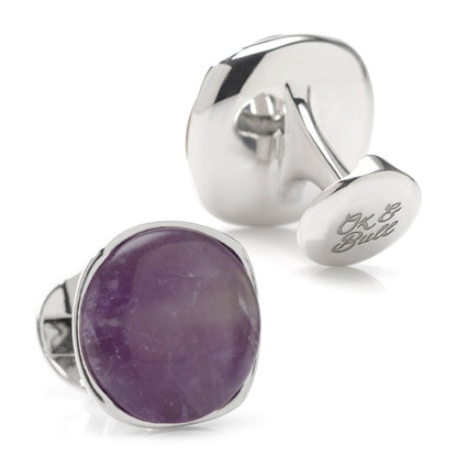 Sterling Silver Classic Formal Amethyst Cufflinks