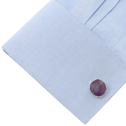 Sterling Silver Classic Formal Amethyst Cufflinks