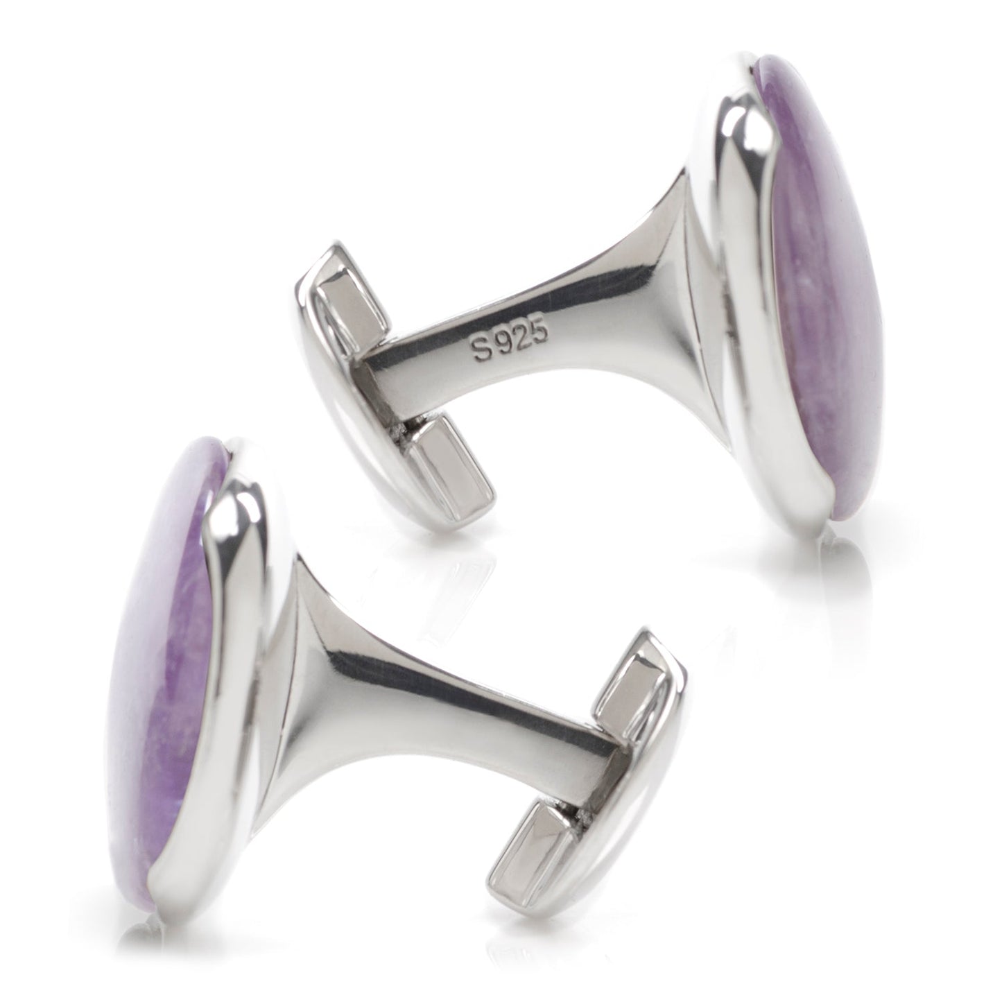 Sterling Silver Classic Formal Amethyst Cufflinks