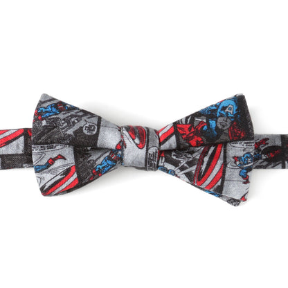 Captain America Comic Gray Men's Bow Tie