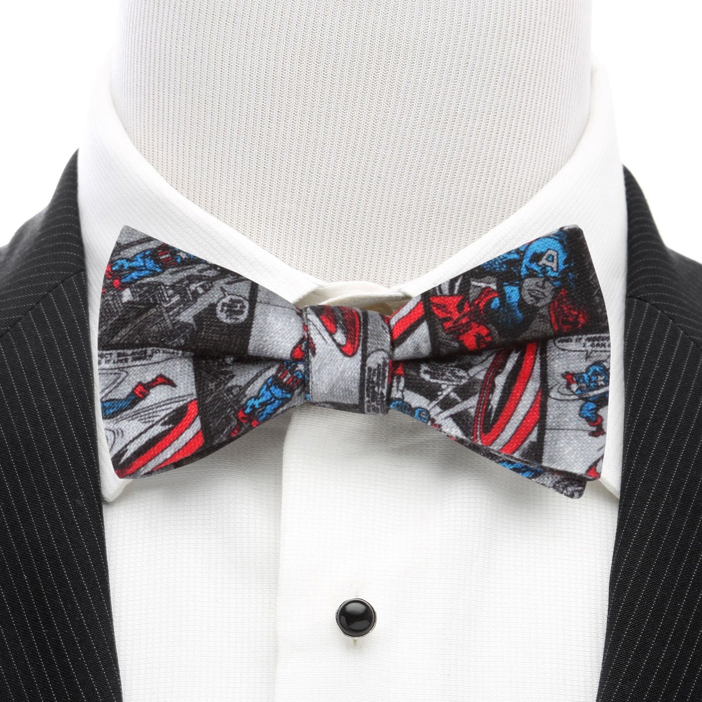 Captain America Comic Gray Men's Bow Tie