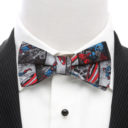 Captain America Comic Gray Men's Bow Tie