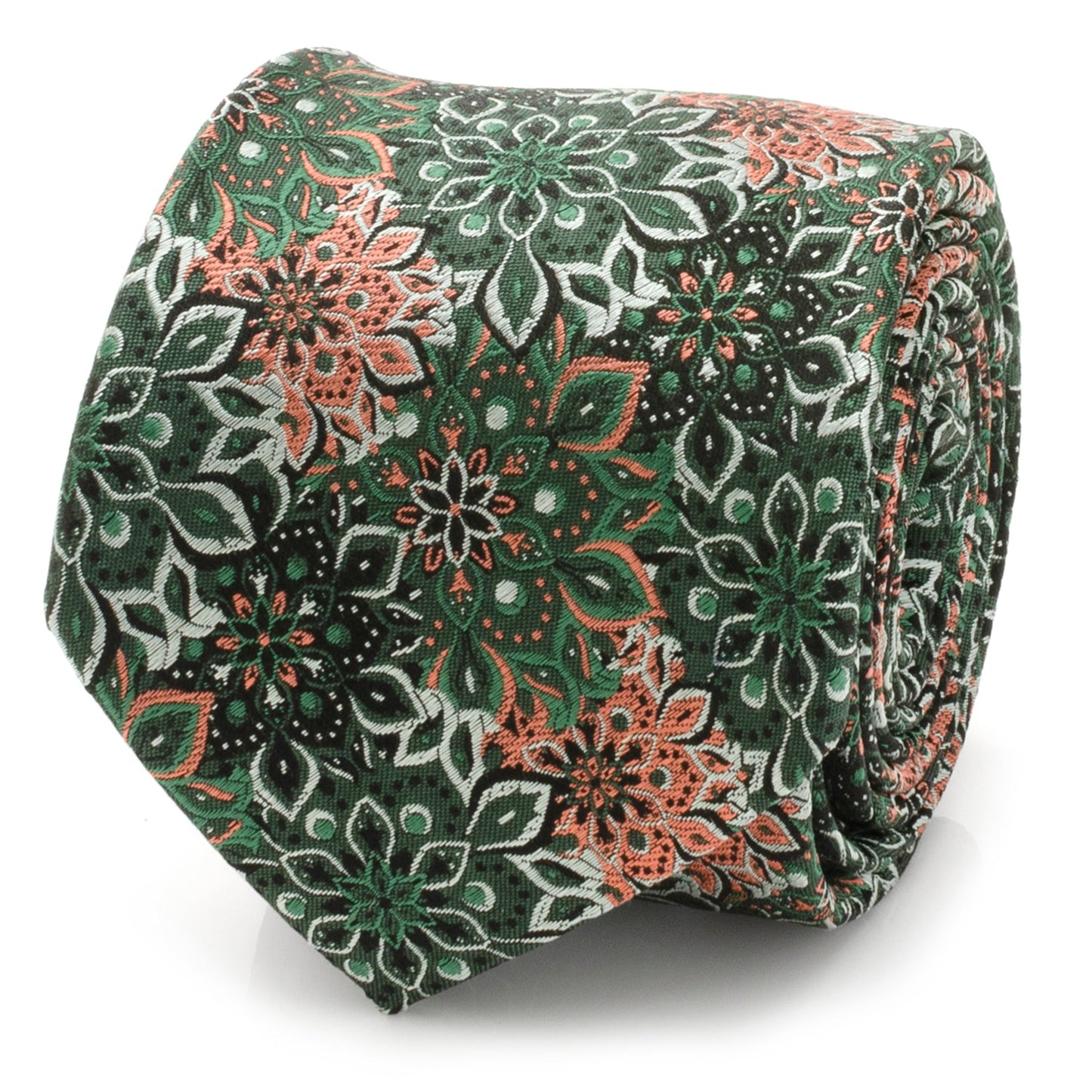 Green Floral Tie and Pocket Square Gift Set