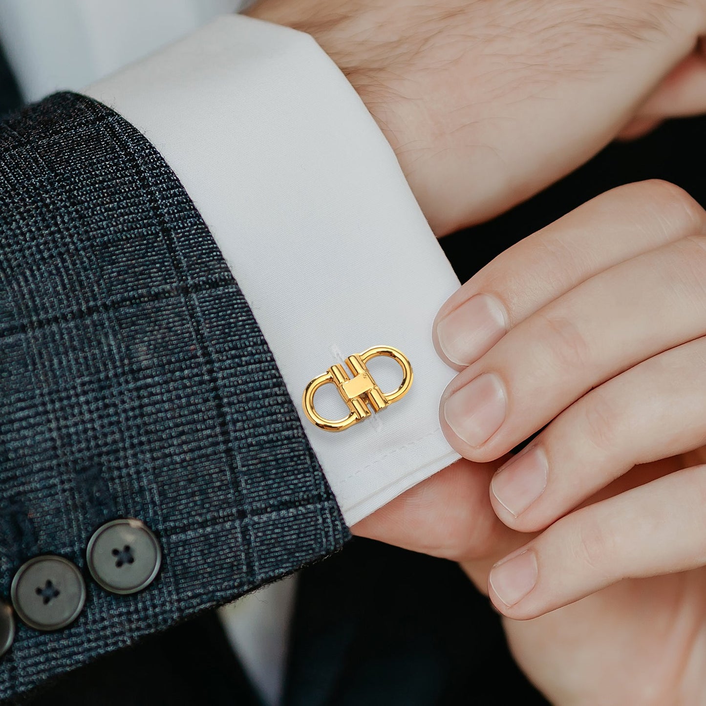 Horse Bit Gold Stainless Steel Cufflinks