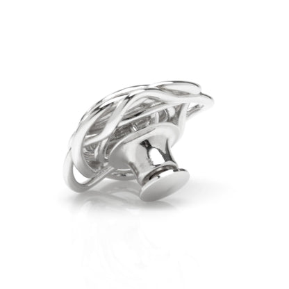 Sterling Silver Rhodium Plated Rose Lapel Pin